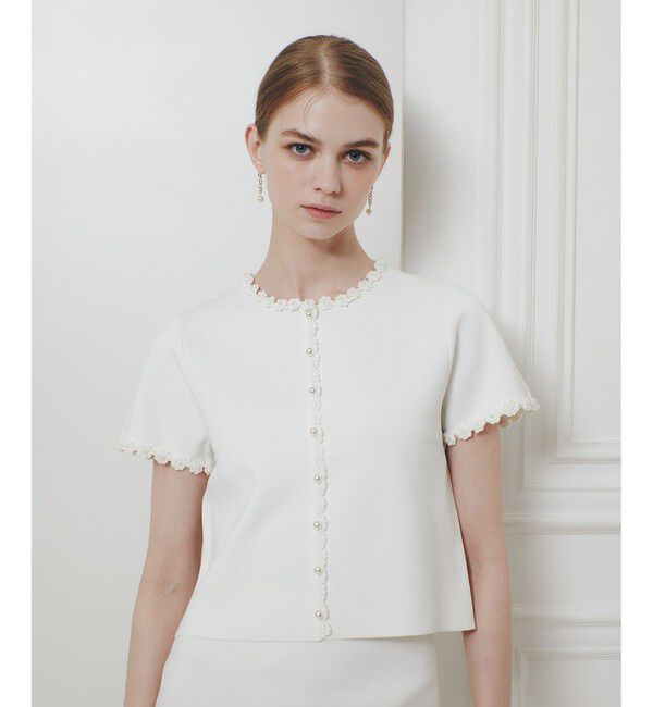 LOULOU WILLOUGHBY「【LOULOU WILLOUGHBY】クロッシェフラワージャケットカーディガン」|カーディガン|