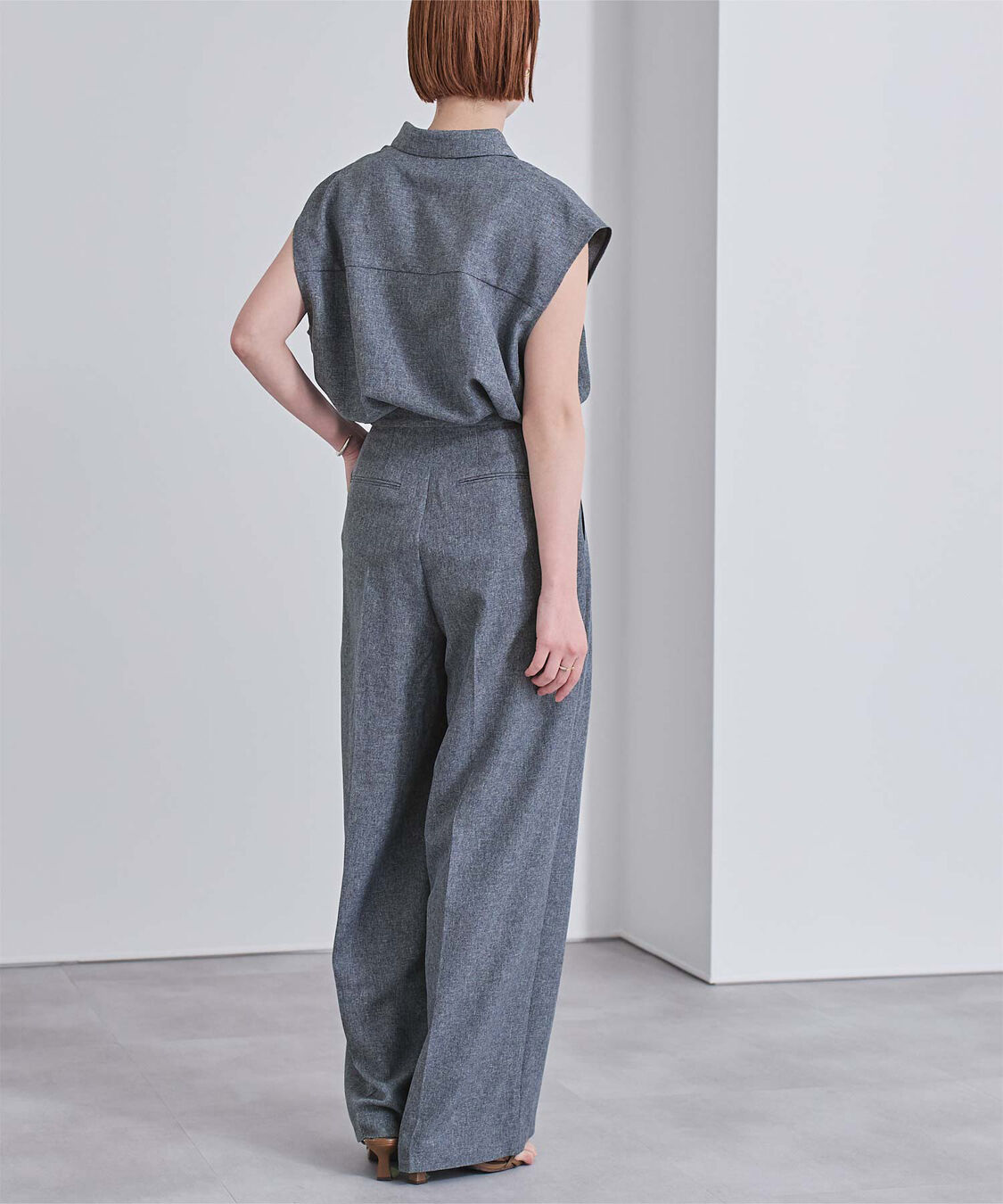 ur's「リネンライクサイドベルトデザインタックワイドパンツ」|スラックス|