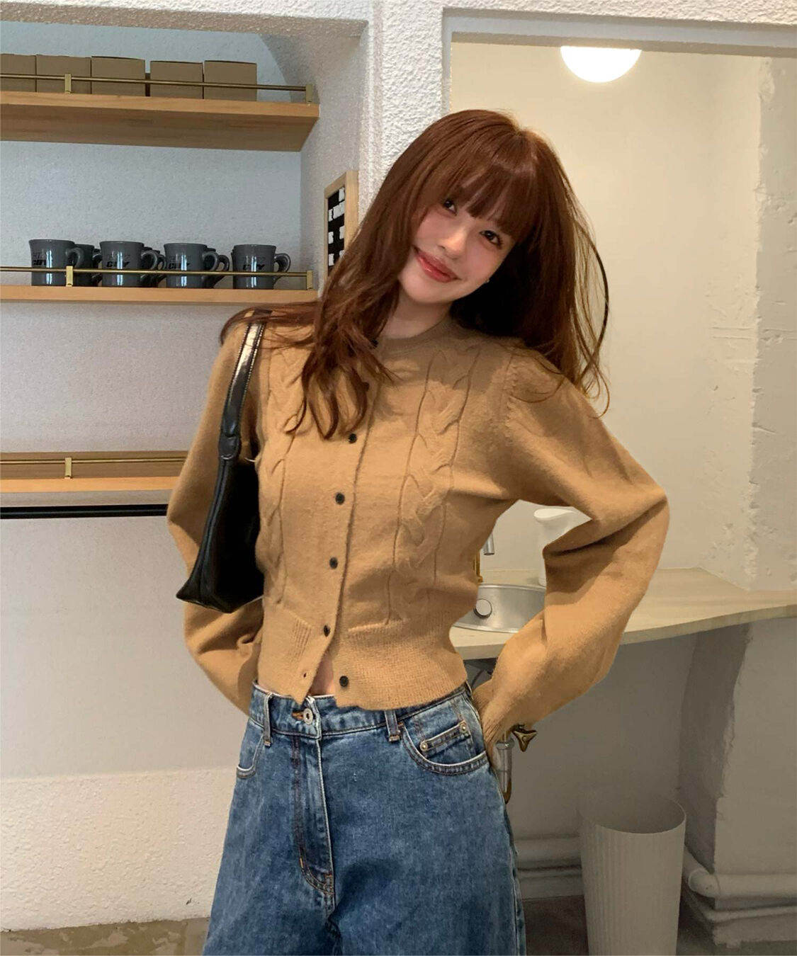 titivate「【いつきさんコラボアイテム】ケーブルデザインニットカーディガン」|ニット・セーター|