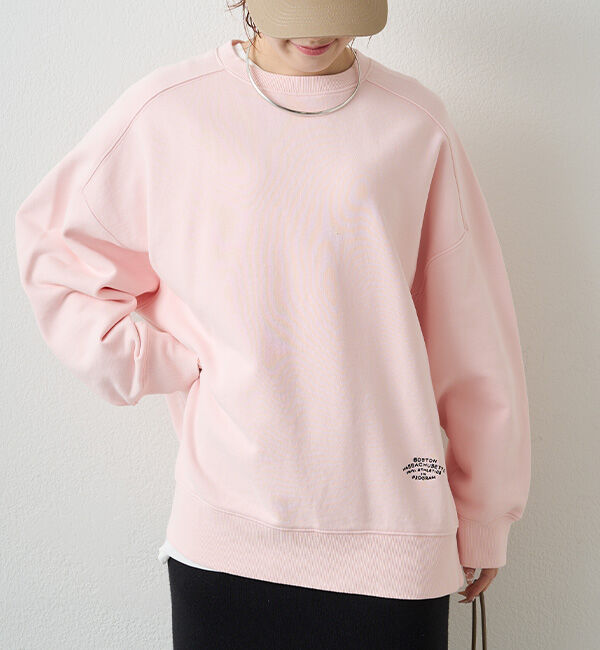 「ロゴ刺繍チュニックスウェット」|プルオーバー|ピンク