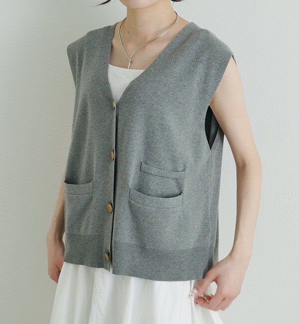  「【手洗い可能】ミラノリブニットジレベスト」|ニット・セーター|