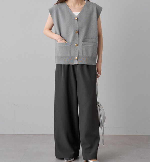  「【手洗い可能】ミラノリブニットジレベスト」|ニット・セーター|