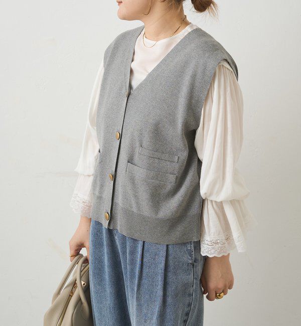  「【手洗い可能】ミラノリブニットジレベスト」|ニット・セーター|