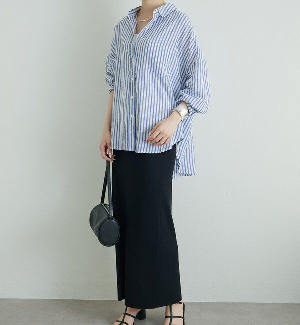 「麻レーヨンストライプシャツ」|シャツ・ブラウス|