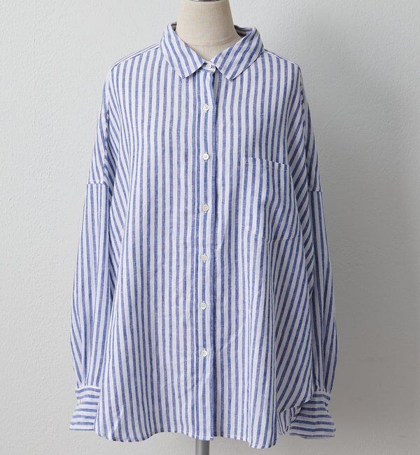  「麻レーヨンストライプシャツ」|シャツ・ブラウス|