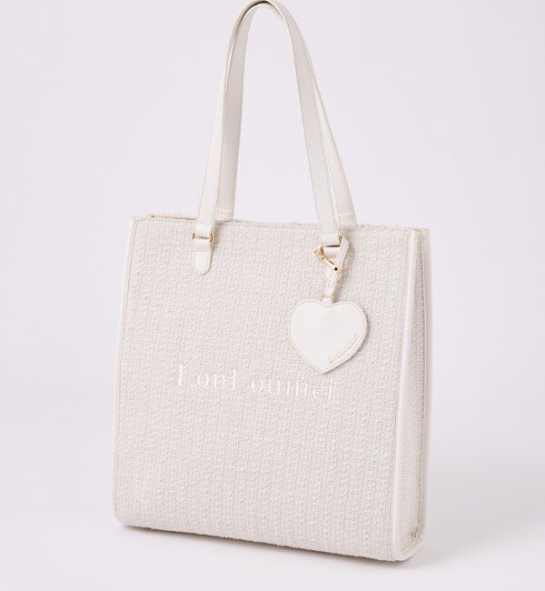  「【LouLoumei】8色展開／ハートチャーム付きトートバッグ／自立可能」|その他|アイボリー