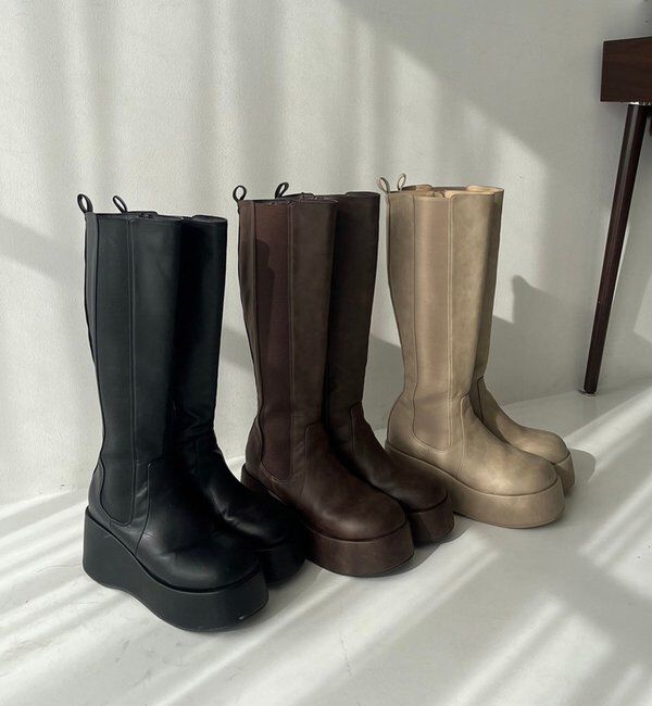  「【マイナス3キロ見え/SNSで話題】厚底サイドゴアロングブーツ」|その他|