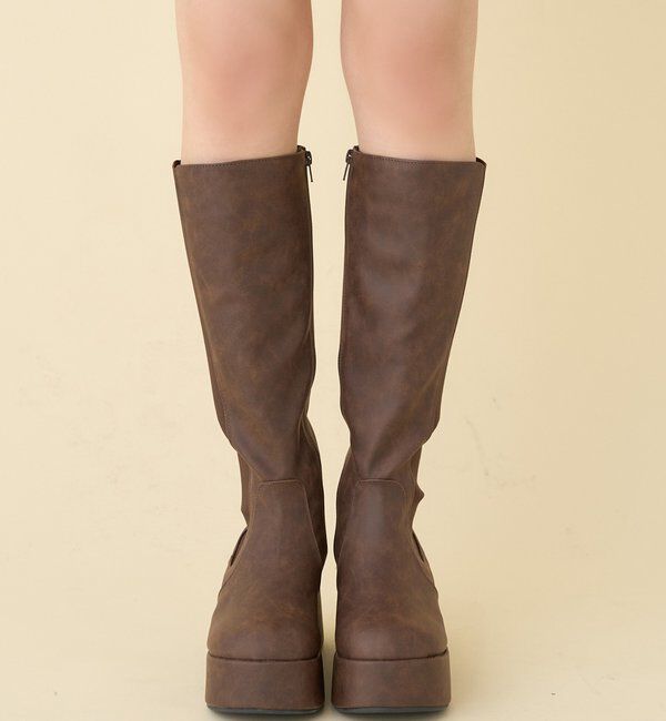  「【マイナス3キロ見え/SNSで話題】厚底サイドゴアロングブーツ」|その他|