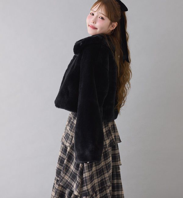  「衿つきエコファーショートコート」|ダウンベスト・ベスト|