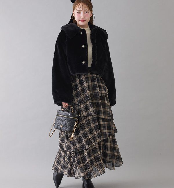  「衿つきエコファーショートコート」|ダウンベスト・ベスト|