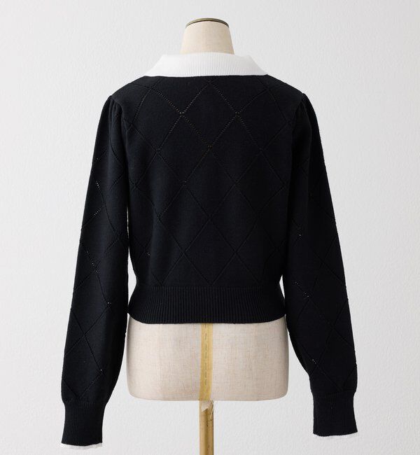  「配色ビジュー付ポロニット」|ニット・セーター|