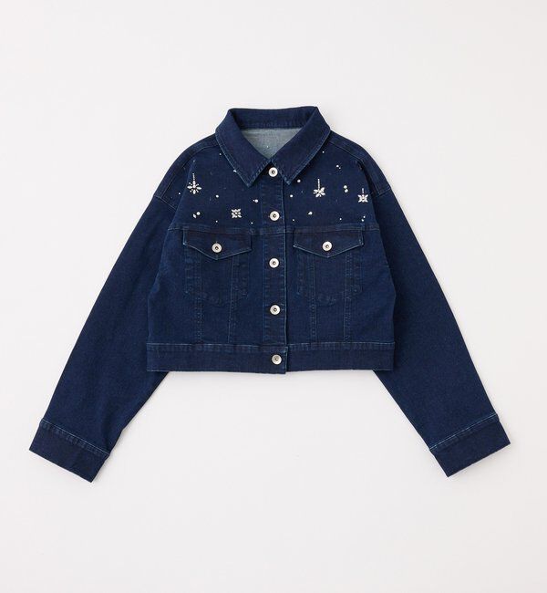  「ビジューデニムジャケット」|ダウン|