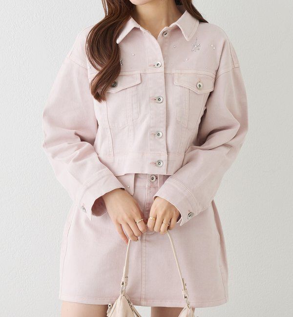  「ビジューデニムジャケット」|ダウン|