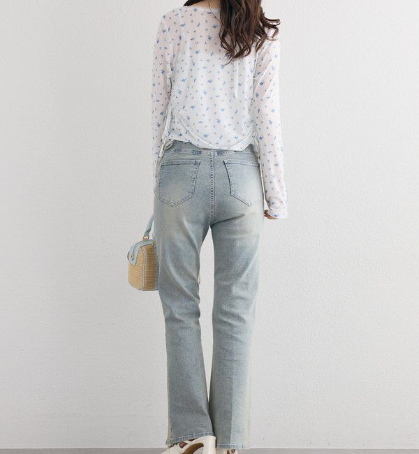  「【選べる4サイズ】サイドカットレース美脚ビジューデニム」|その他|