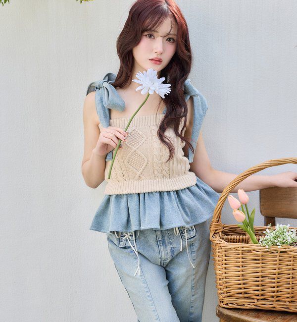  「【Denim Collection】レースアップデニムパンツ/SMサイズ展開あり」|その他|