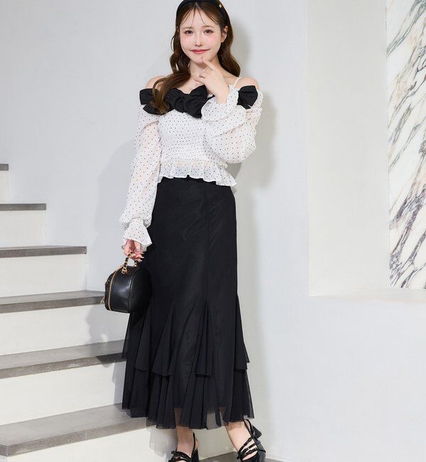  「シャーリングリボンブラウス」|シャツ・ブラウス|