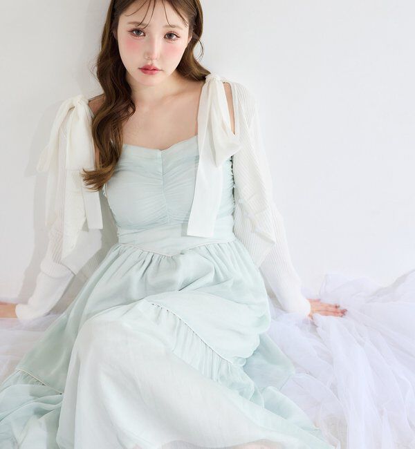  「カーディガンセット配色ワンピース」|ワンピース|