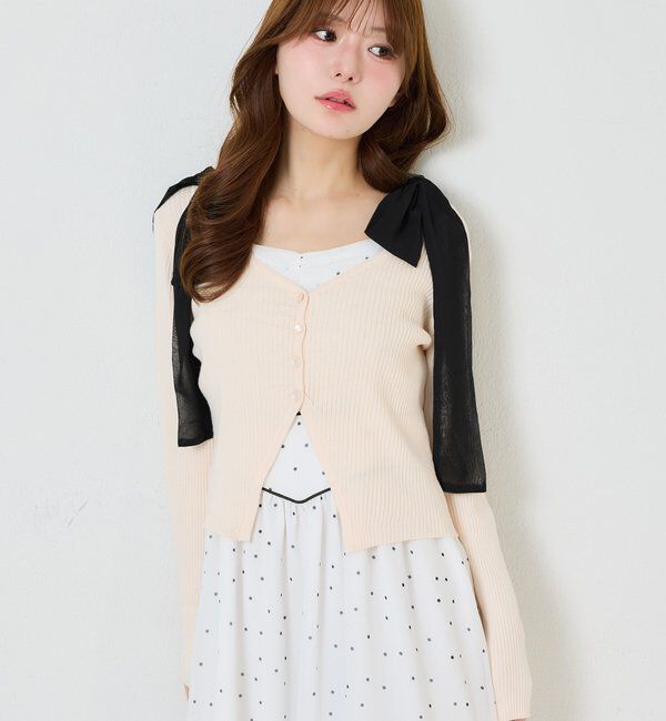  「カーディガンセット配色ワンピース」|ワンピース|