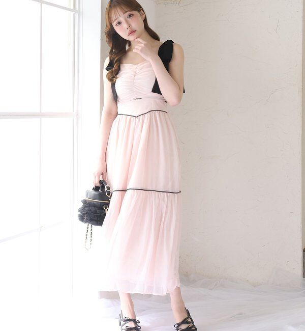  「カーディガンセット配色ワンピース」|ワンピース|