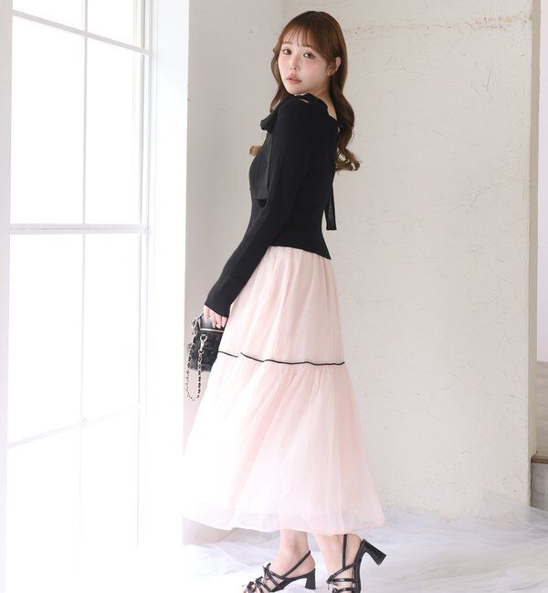  「カーディガンセット配色ワンピース」|ワンピース|