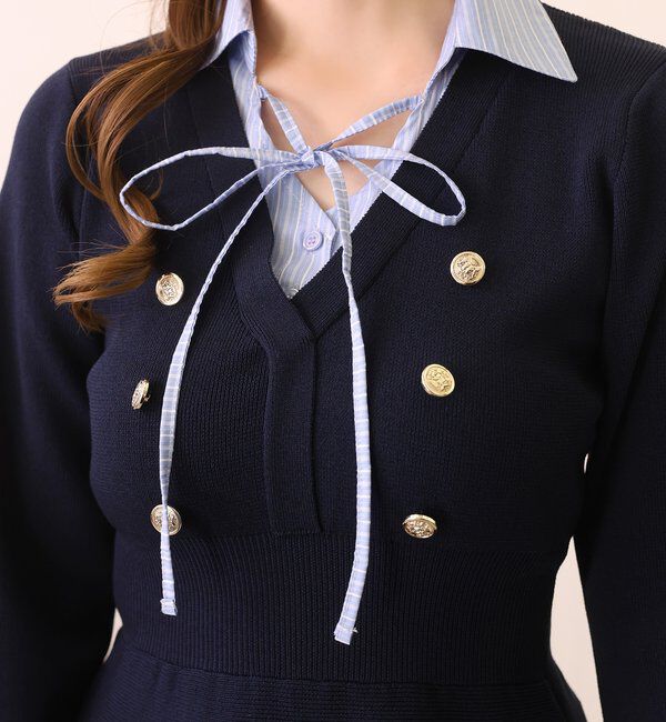  「【SMサイズ展開あり】シャツドッキングミニワンピース」|ワンピース|