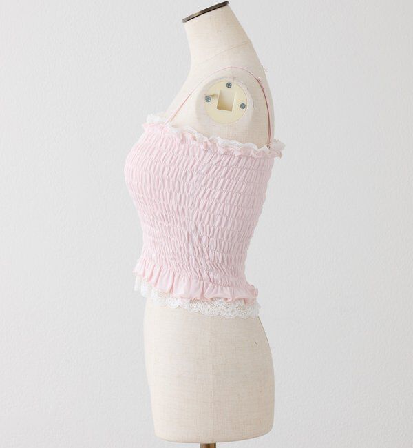  「カップ付きレースシャーリングキャミソール」|プルオーバー|