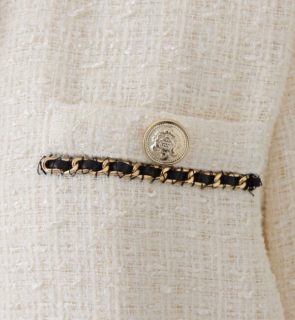  「ノーカラーツイードジャケット」|ダウンベスト・ベスト|