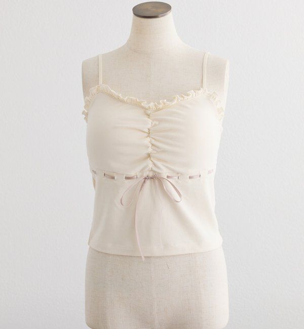  「配色リボンカップ付きキャミソール」|プルオーバー|アイボリー