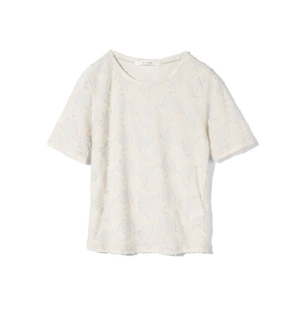 MIDIUMISOLID「MIDIUMISOLID for Ladies ジャカードクルーネックシアーインナー」|Tシャツ・カットソー|アイボリー