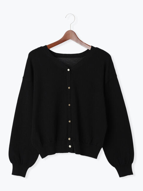 Te chichi TERRASSE「前後2WAY金釦カーディガン」|カーディガン|ブラック