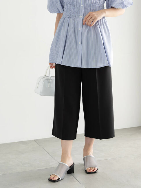 Te chichi「サイドベルトワイドクロップトパンツ」|その他|ブラック