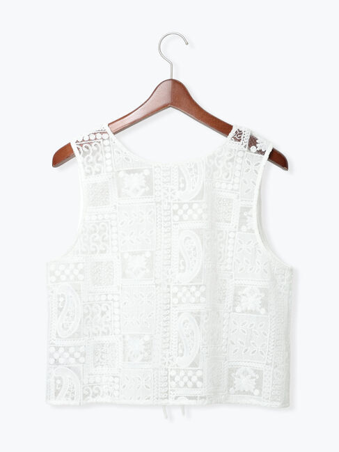 Te chichi「【Atelier ChouChou】パネルレース刺繍前後2WAYジレ(セットアップ可)」|ダウンベスト・ベスト|