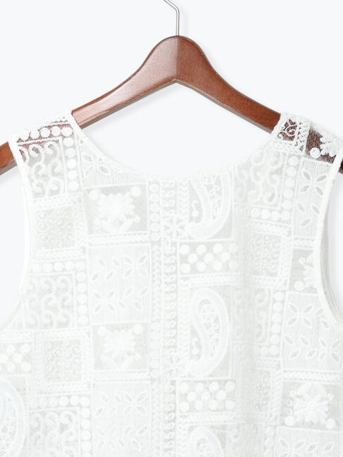 Te chichi「【Atelier ChouChou】パネルレース刺繍前後2WAYジレ(セットアップ可)」|ダウンベスト・ベスト|