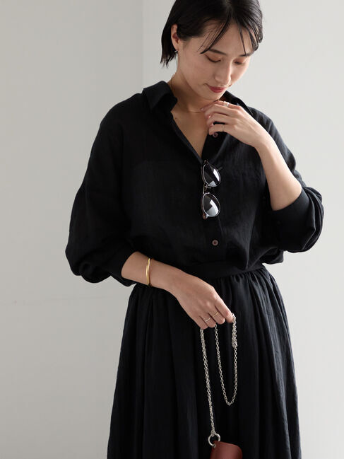 Te chichi「シャンブレーボイルシャツ(セットアップ可)」|シャツ・ブラウス|ブラック