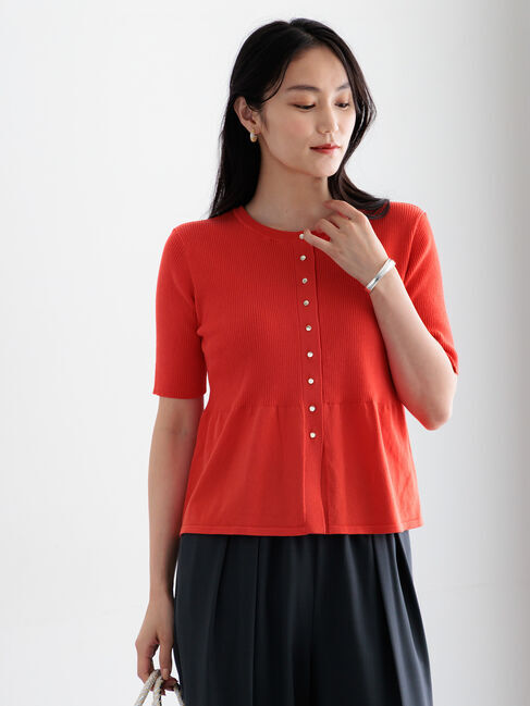 Te chichi「【調温】ペプラムハーフスリーブニット」|ニット・セーター|