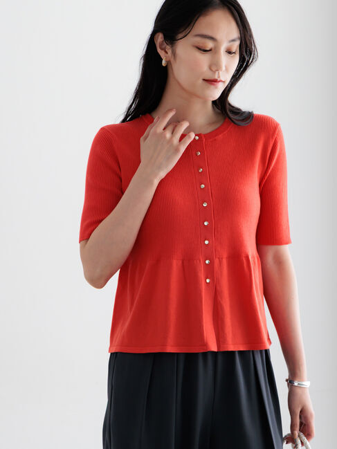 Te chichi「【調温】ペプラムハーフスリーブニット」|ニット・セーター|