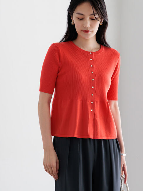 Te chichi「【調温】ペプラムハーフスリーブニット」|ニット・セーター|