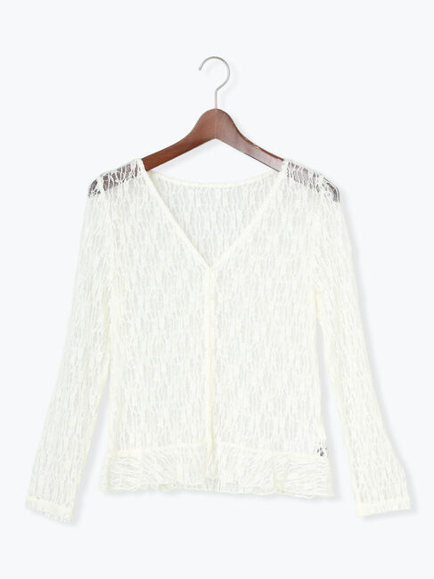 Te chichi「カットレースVネックカーディガン」|カーディガン|オフホワイト