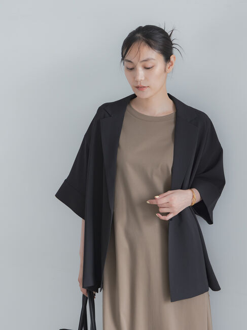 Te chichi「麻調ハーフスリーブジャケット」|その他|ブラック