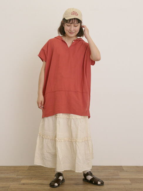 Samansa Mos2「【クールコットン】柄アソートフレンチスリーブチュニック」|シャツ・ブラウス|