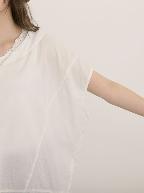 Samansa Mos2「【クールコットン】柄アソートフレンチスリーブチュニック」|シャツ・ブラウス|