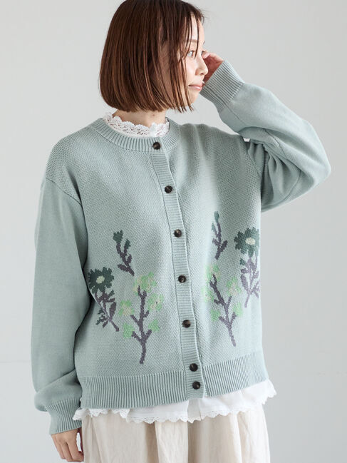 Samansa Mos2「花柄ジャカードカーディガン」|カーディガン|