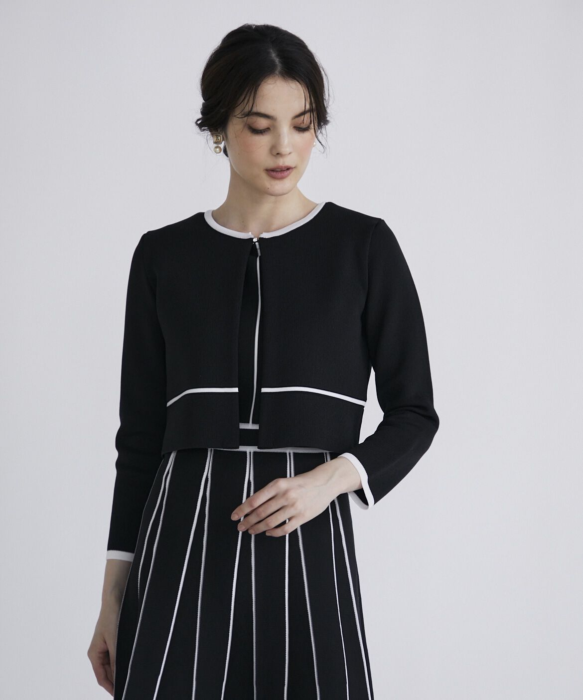 Maglie le cassetto「《M Maglie le cassetto》ラインクルーカーディガン」|カーディガン|