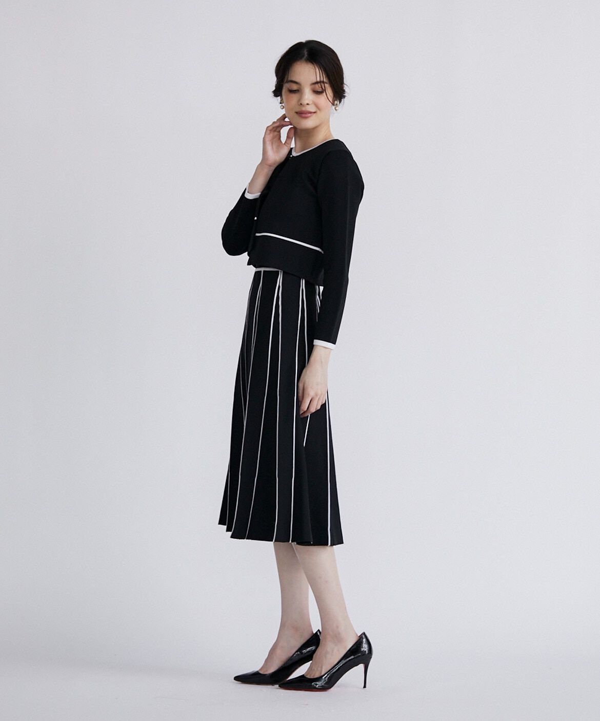 Maglie le cassetto「《M Maglie le cassetto》ラインクルーカーディガン」|カーディガン|