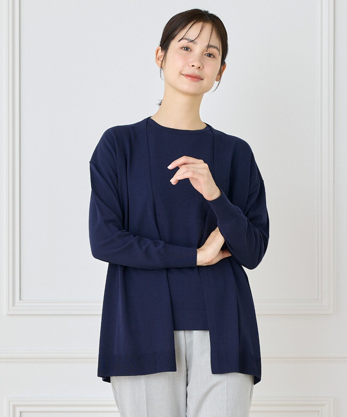 I.T.'S international「ロングニットアンサンブル《SMART ICE》」|カーディガン|ネイビー