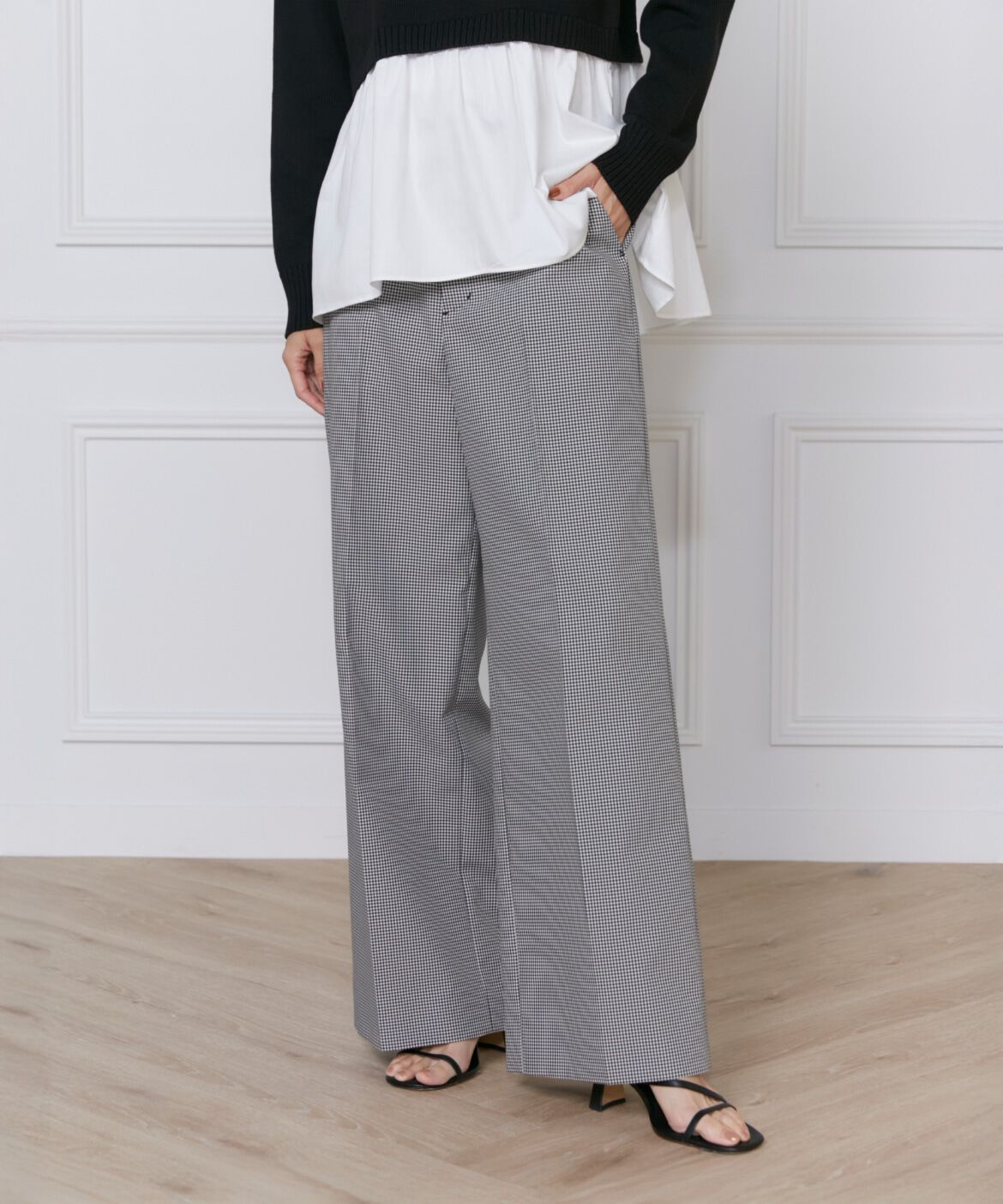 INED「《大きいサイズ》美脚ワイドパンツ」|その他|グレンチェッ 5