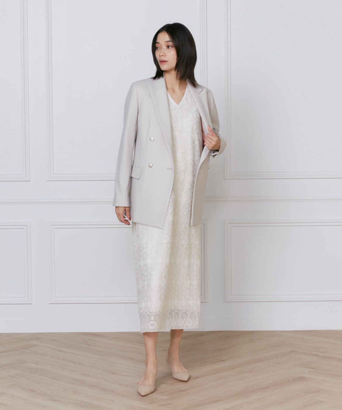 INED「《大きいサイズ》ダブルブレストジャケット」|テーラードジャケット|