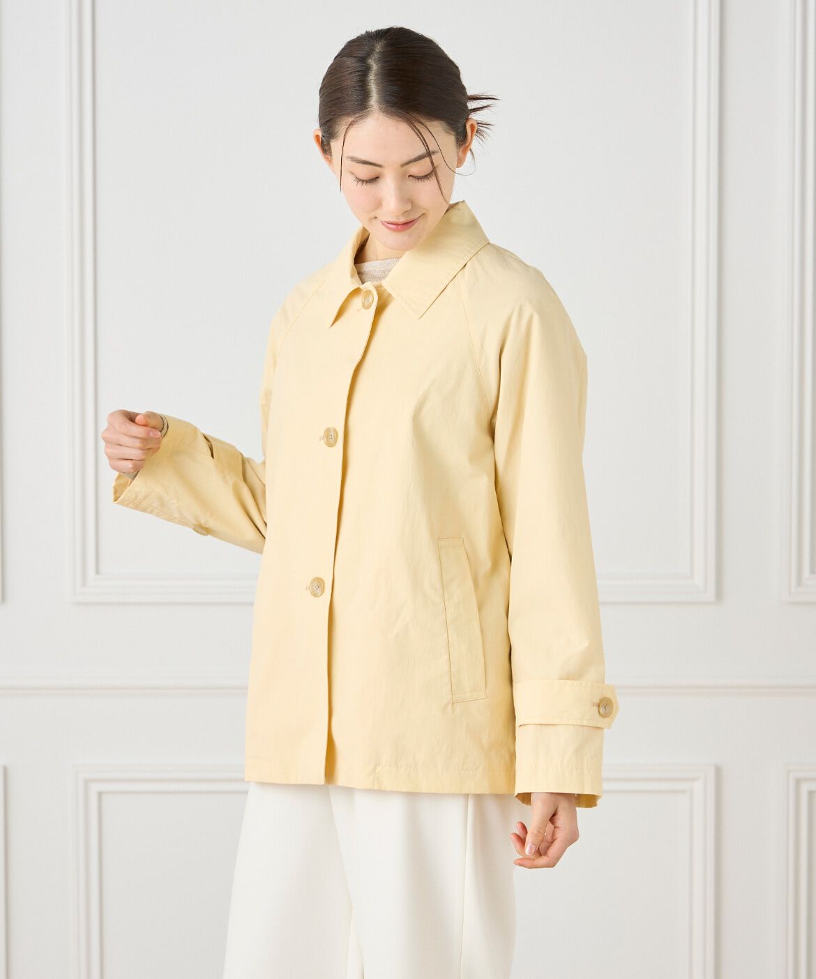 7-IDconcept.「《大きいサイズ》 ナイロンタッサーミドル丈ステンカラーコート　」|ピーコート|