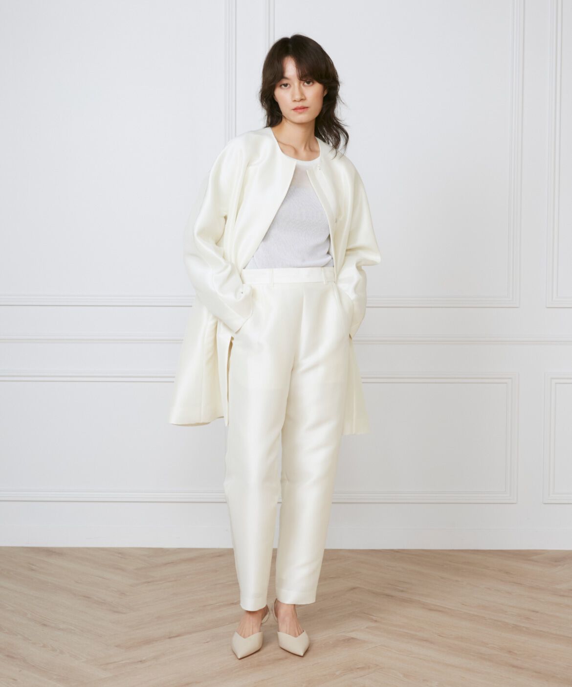 INED「ノーカラーAラインコート《la veille by SUPERIOR CLOSET》」|ピーコート|