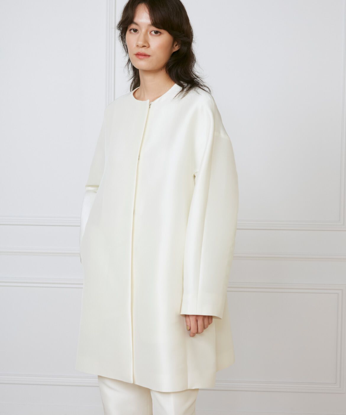 INED「ノーカラーAラインコート《la veille by SUPERIOR CLOSET》」|ピーコート|